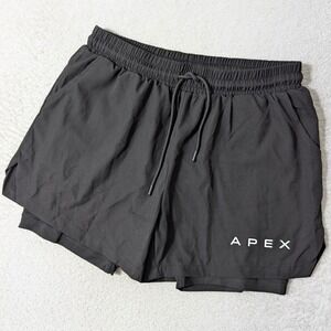 NEW! Apex Lined Shorts Mens L 28x4" Black Stretch 2-in-1 Training Gym Running